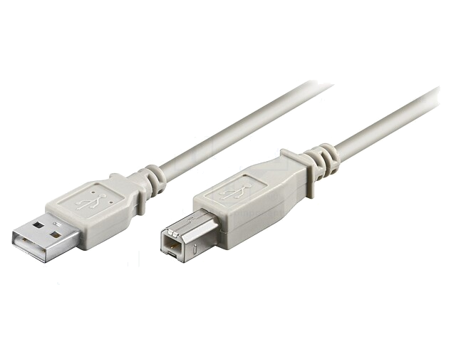 Kabel; USB 2.0; USB-A-stekker,USB-B-stekker; 3m; grijs; Ader: Cu Kabel; USB 2.0; USB-A-stekker,USB-B-stekker; 3m; grijs; Ader: Cu